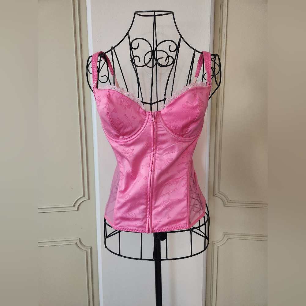 Vintage Betsey Johnson Y2k Hot Pink Corest Bra Top 36B, Barbiecore